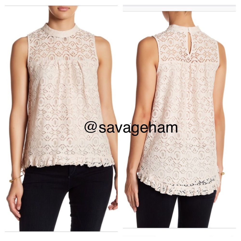 NWT Hi-low lace blouse - color Calm Blush